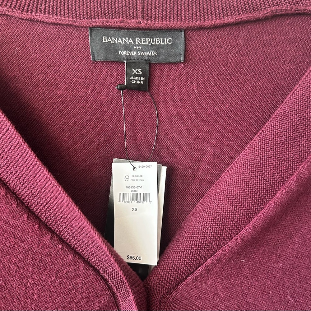 Banana Republic Burgundy V-neck Cardigan Sweater, NWT - Picture 4 of 6